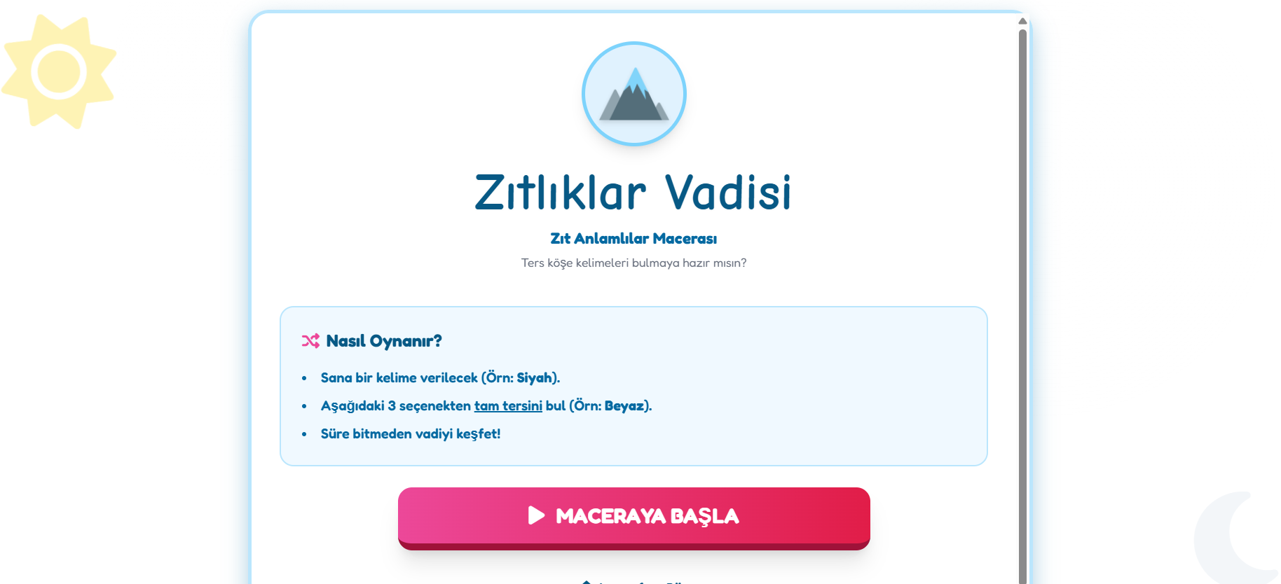 Zıt Anlamlı Kelimler